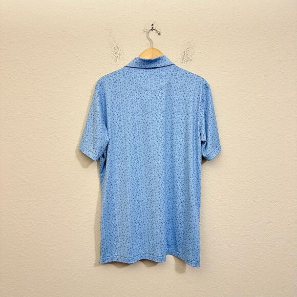 PETER MILLAR Summer Comfort Polo Shirt Light Blue Skull Print Golf Preppy - Picture 2 of 8